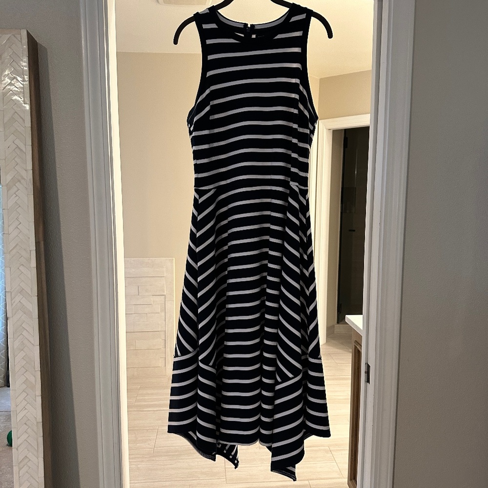 Banana Republic Jersey Maxi Dress Navy with White Stripes, size 12